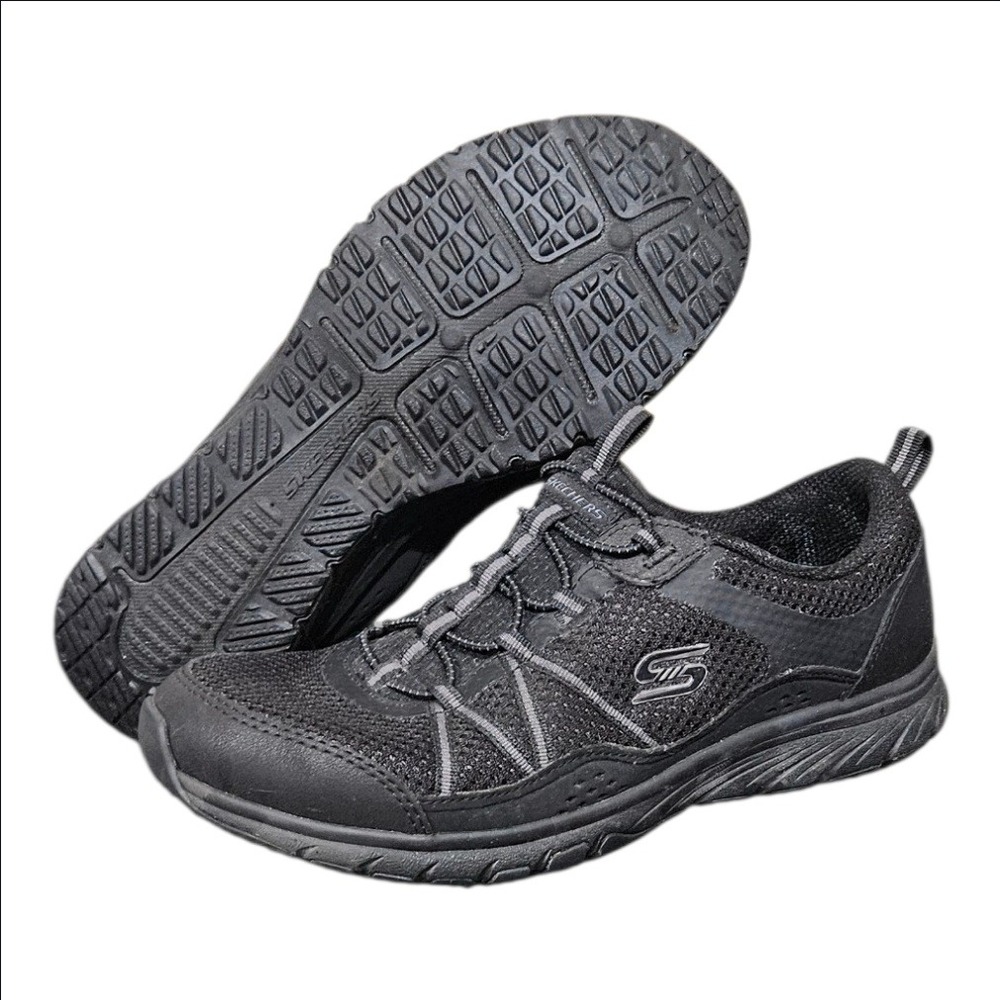 Skechers Gratis Sport Black Bungee Slip On Sneakers 104282 BBK Womens 7
